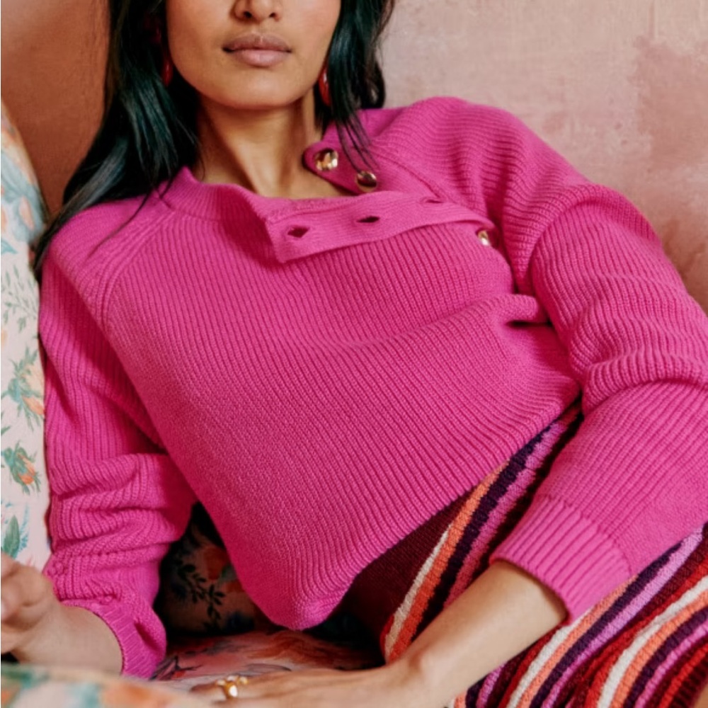 Sezane Pink Crew Neck Sweater